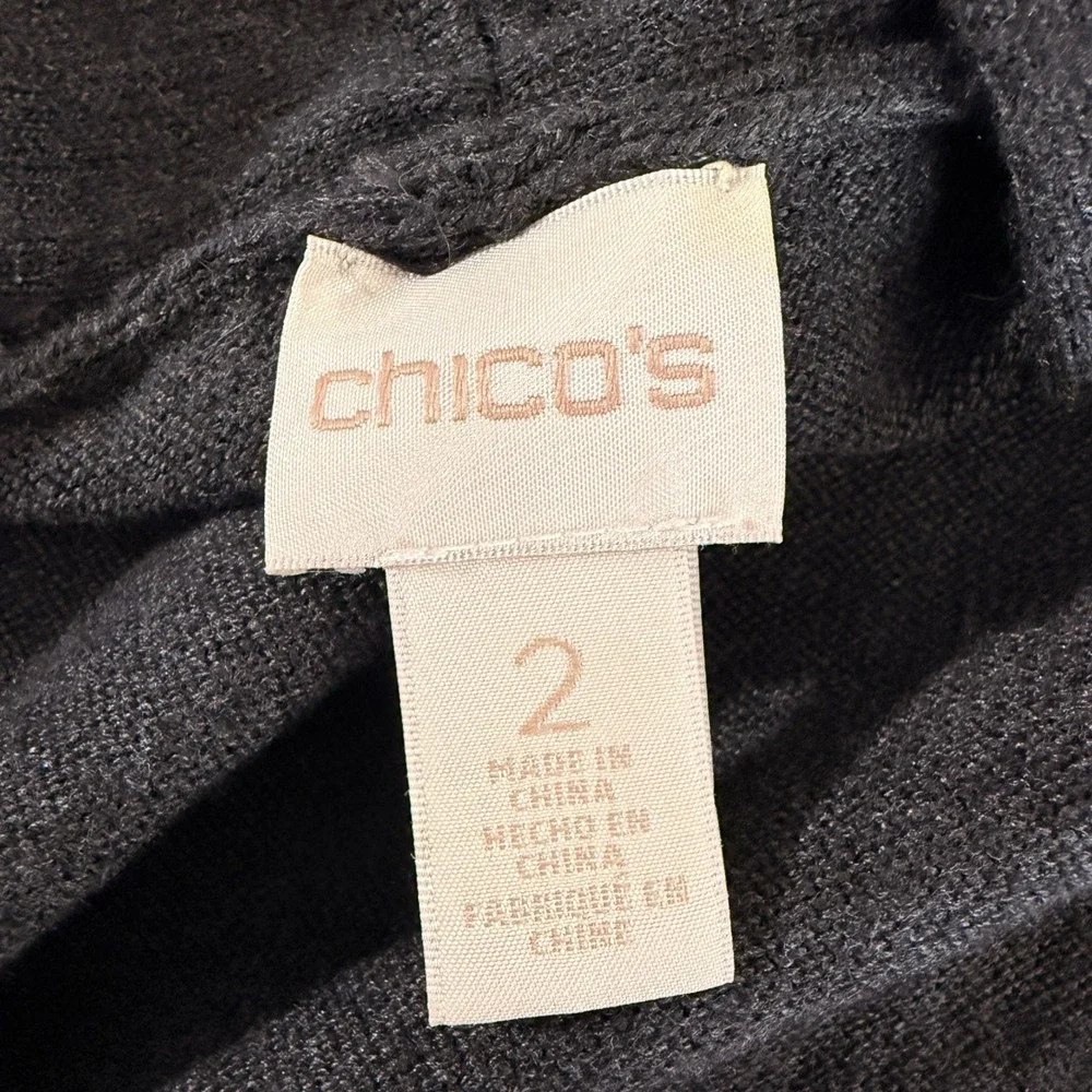 Chico's Cardigan Womens 2/Large Pre-Owned Cardigan Gray Rhinestone Embellished